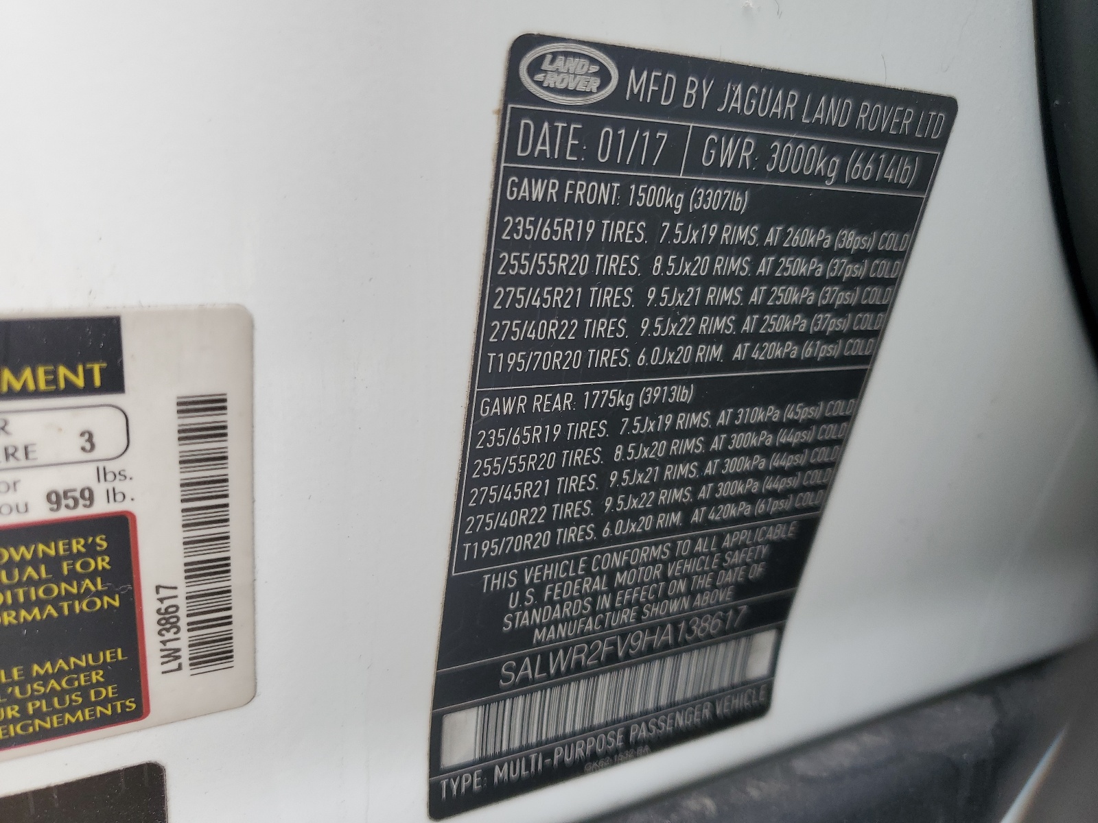 SALWR2FV9HA138617 2017 Land Rover Range Rover Sport Hse