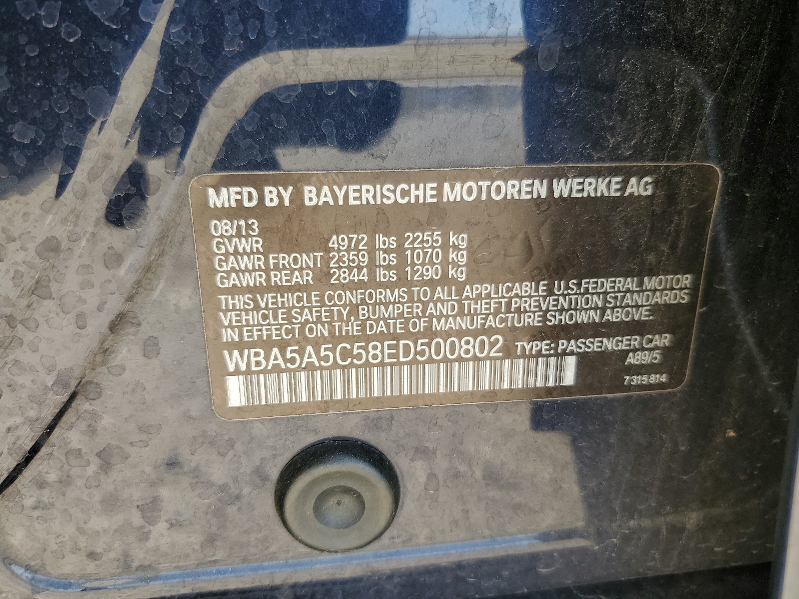 WBA5A5C58ED500802 2014 BMW 528 I