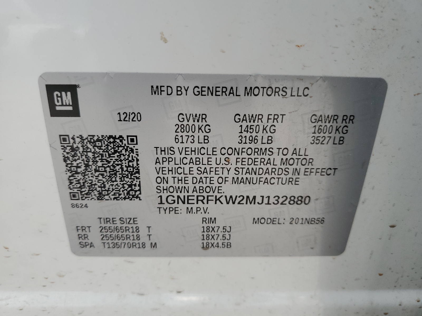 1GNERFKW2MJ132880 2021 Chevrolet Traverse Ls