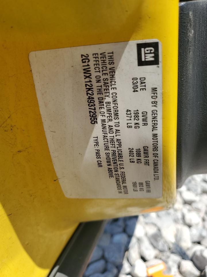 2004 Chevrolet Monte Carlo Ss VIN: 2G1WX12K249372955 Lot: 61242974