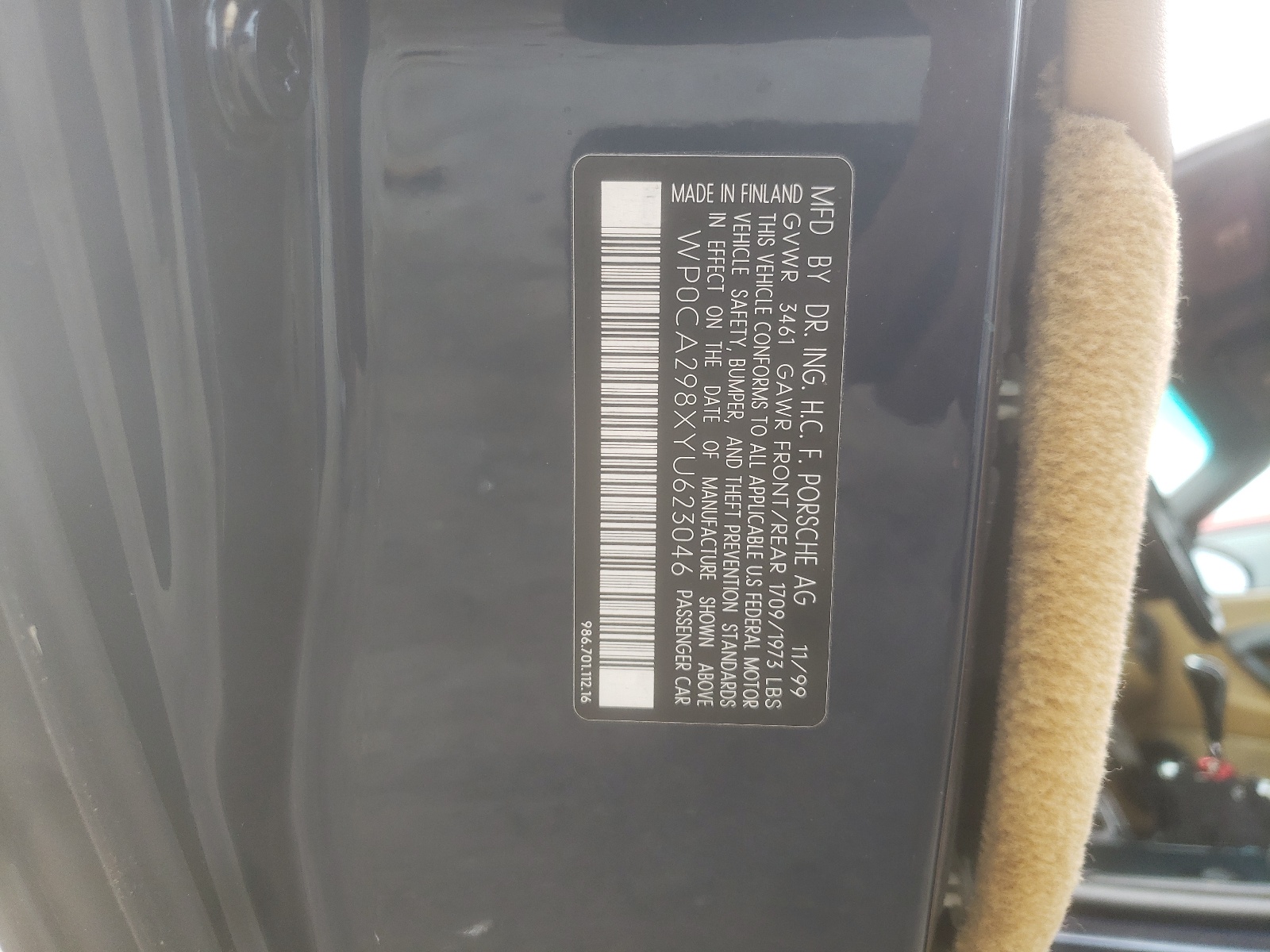 WP0CA298XYU623046 2000 Porsche Boxster