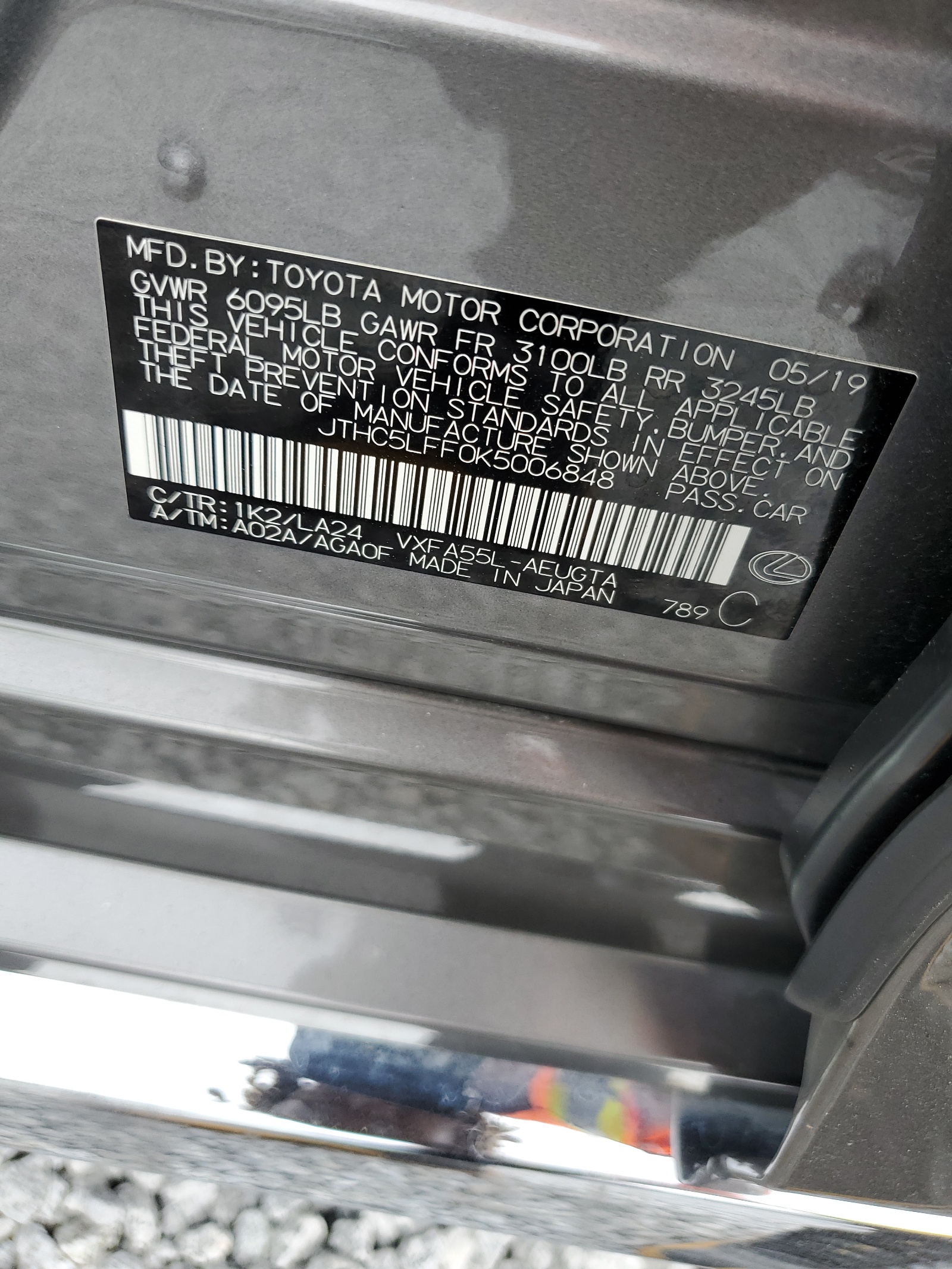 JTHC5LFF0K5006848 2019 Lexus Ls 500