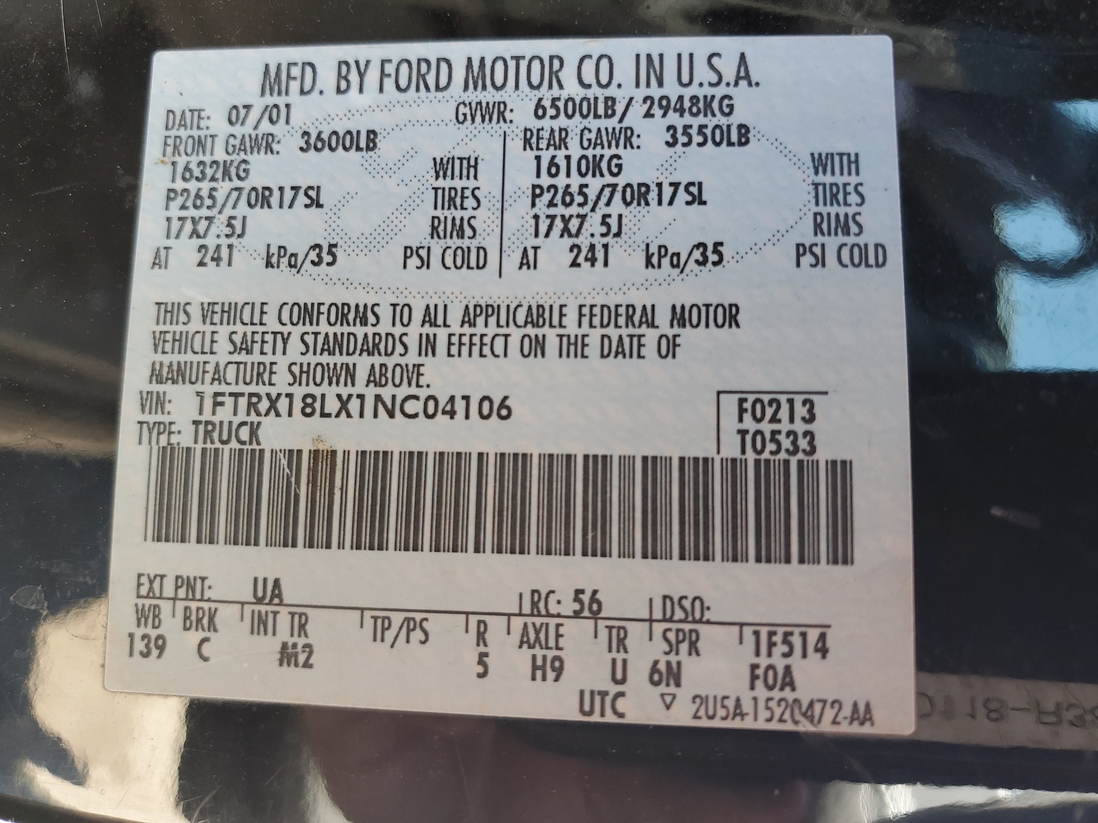 1FTRX18LX1NC04106 2001 Ford F150