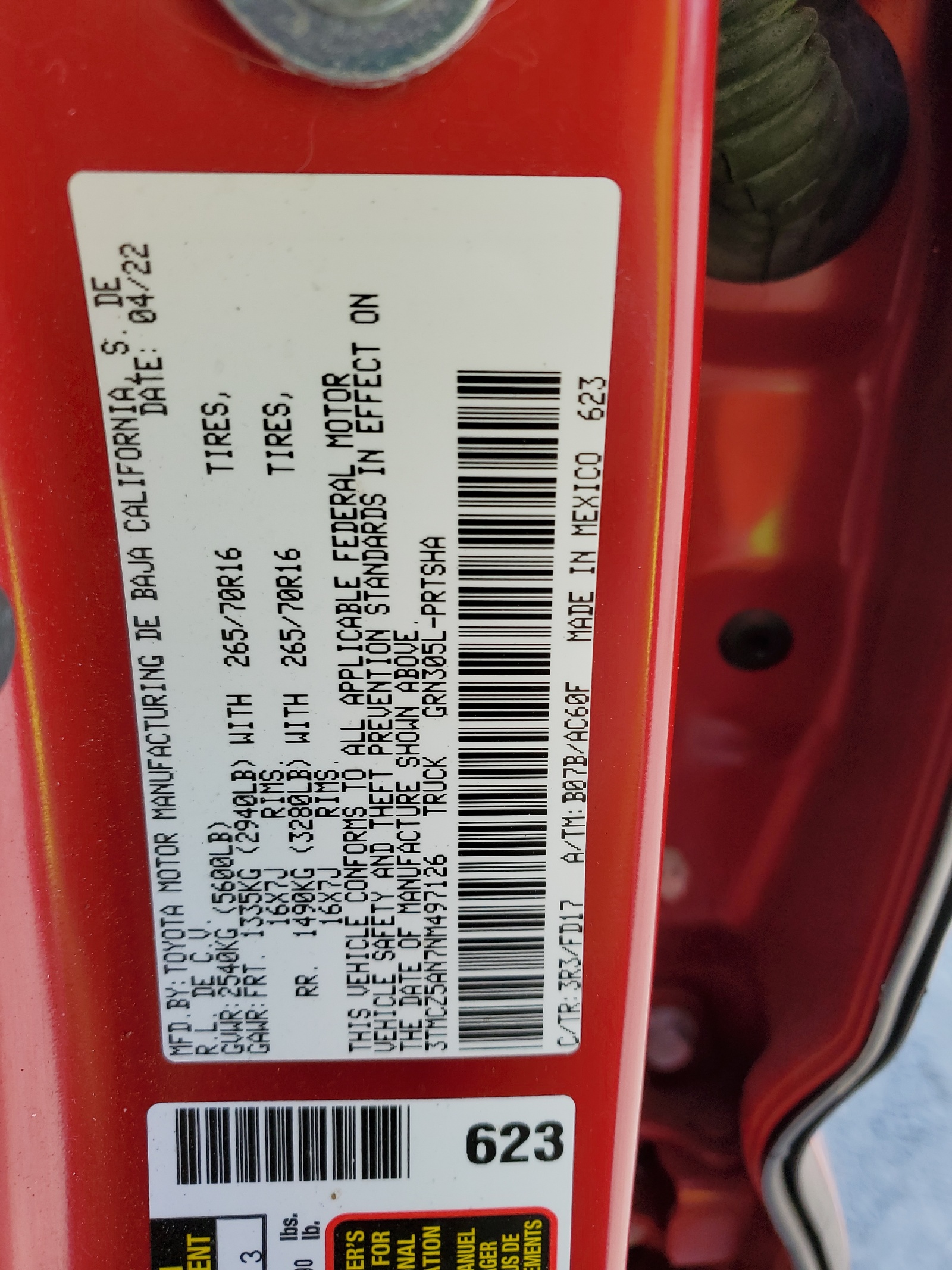 3TMCZ5AN7NM497126 2022 Toyota Tacoma Double Cab