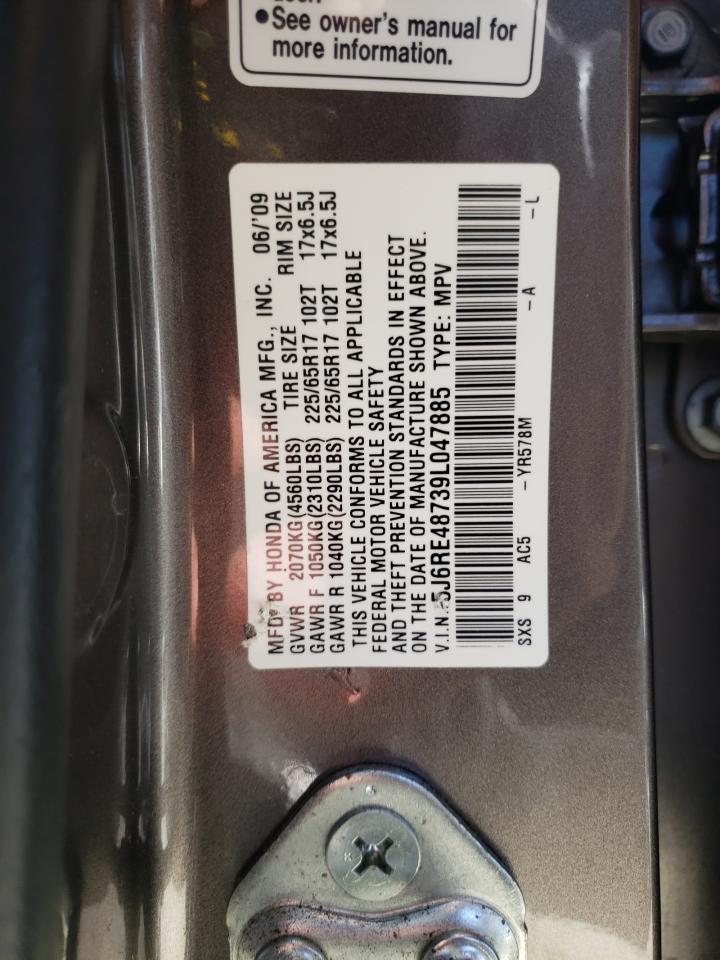 2009 Honda Cr-V Exl VIN: 5J6RE48739L047885 Lot: 62031914