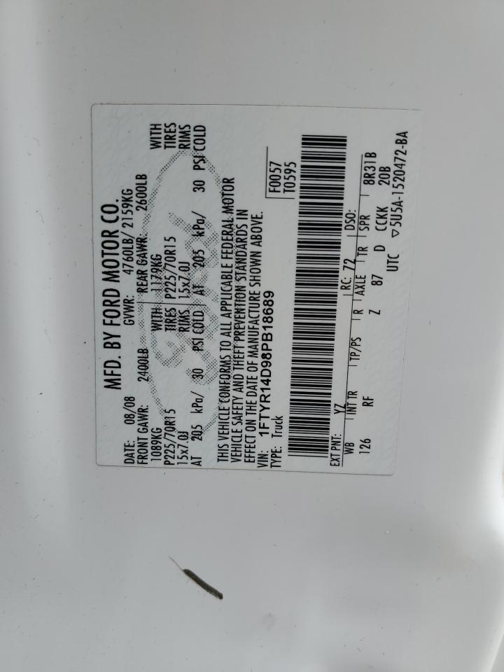 2008 Ford Ranger Super Cab VIN: 1FTYR14D98PB18689 Lot: 62071754