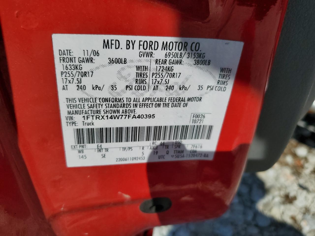 1FTRX14W77FA40395 2007 Ford F150