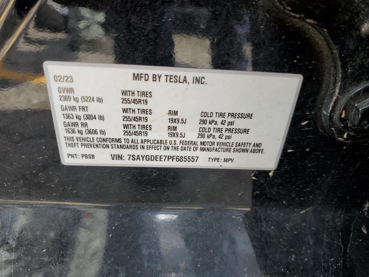 7SAYGDEE7PF685557 2023 Tesla Model Y