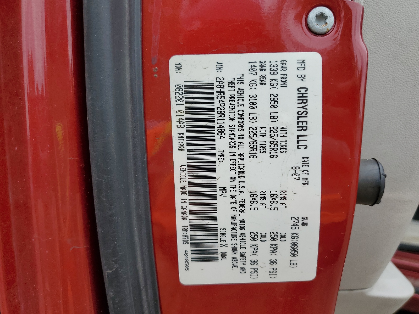 2A8HR54P28R114864 2008 Chrysler Town & Country Touring