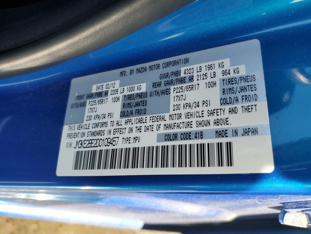 2013 Mazda Cx-5 Sport VIN: JM3KE2BE2D0109457 Lot: 63671944