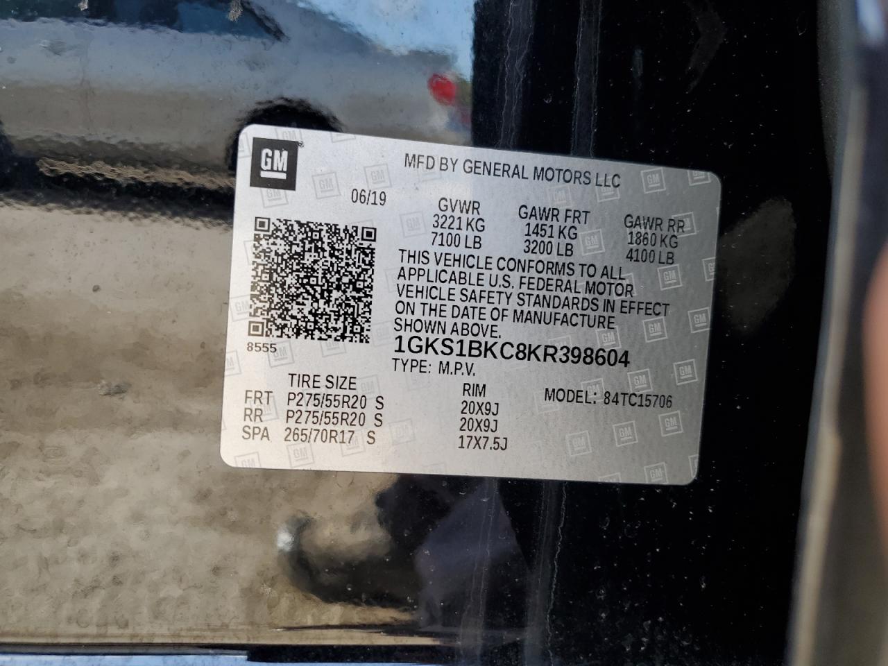 2019 GMC Yukon Slt VIN: 1GKS1BKC8KR398604 Lot: 66786324