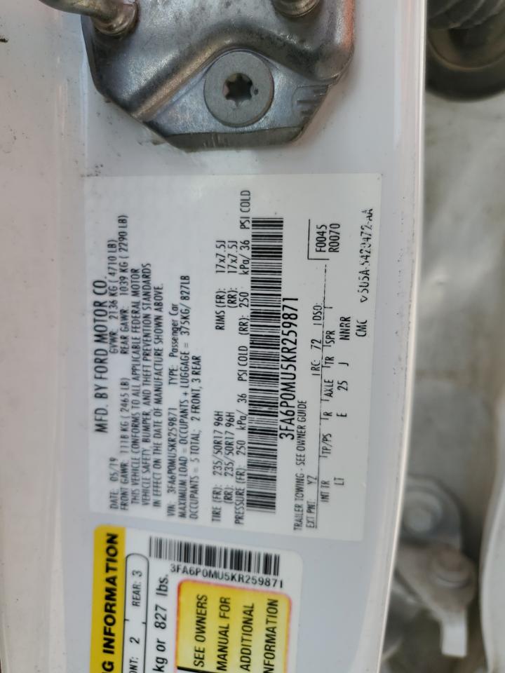 3FA6P0MU5KR259871 2019 Ford Fusion Sel