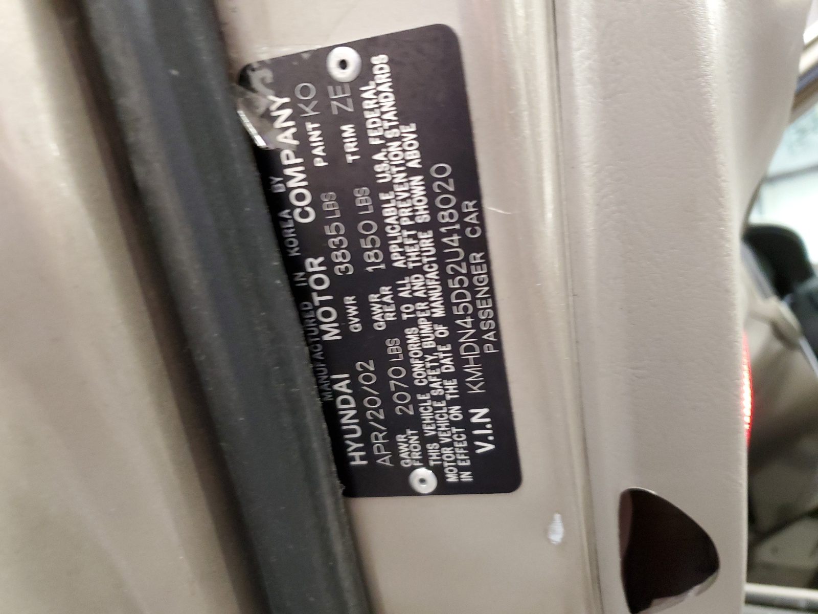 KMHDN45D52U418020 2002 Hyundai Elantra Gls