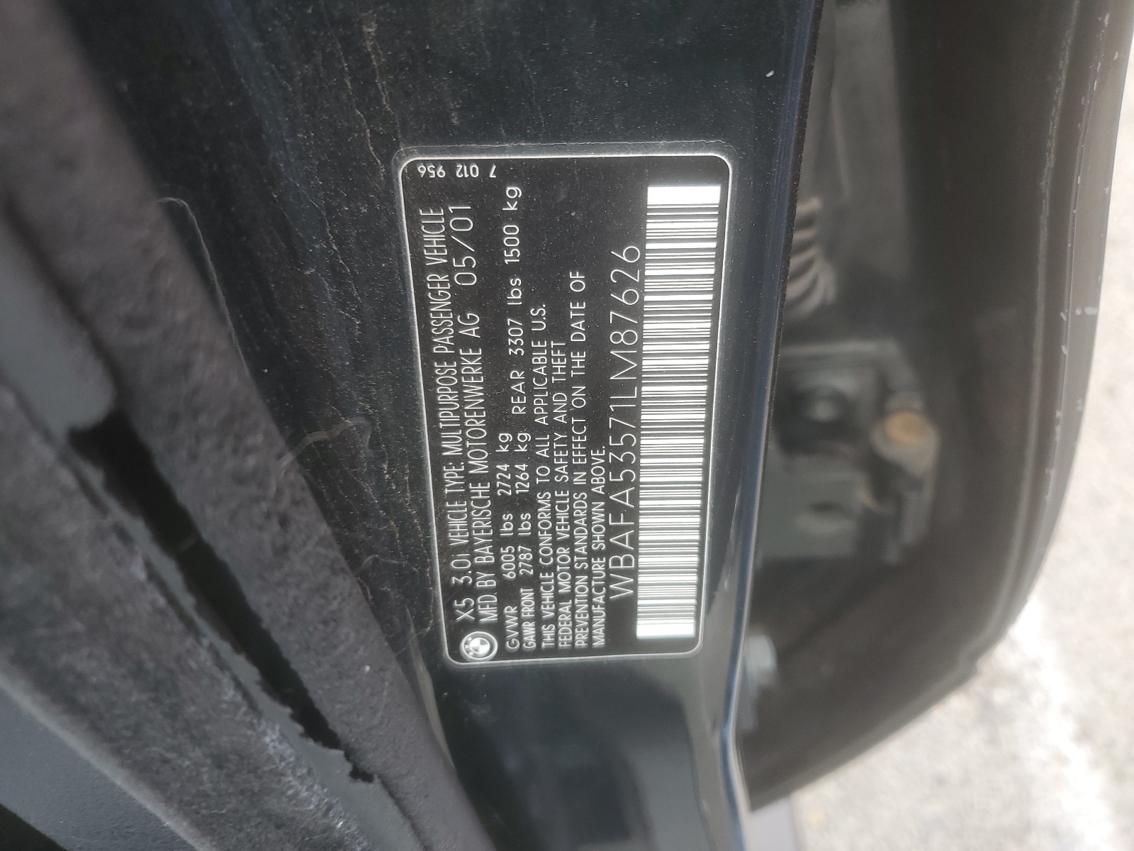 WBAFA53571LM87626 2001 BMW X5 3.0I