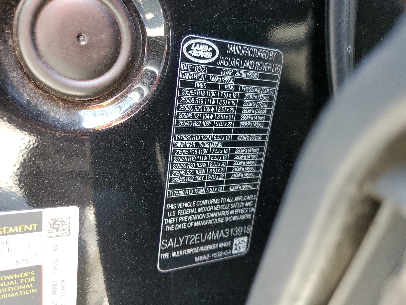 SALYT2EU4MA313918 2021 Land Rover Range Rover Velar R-Dynamic S