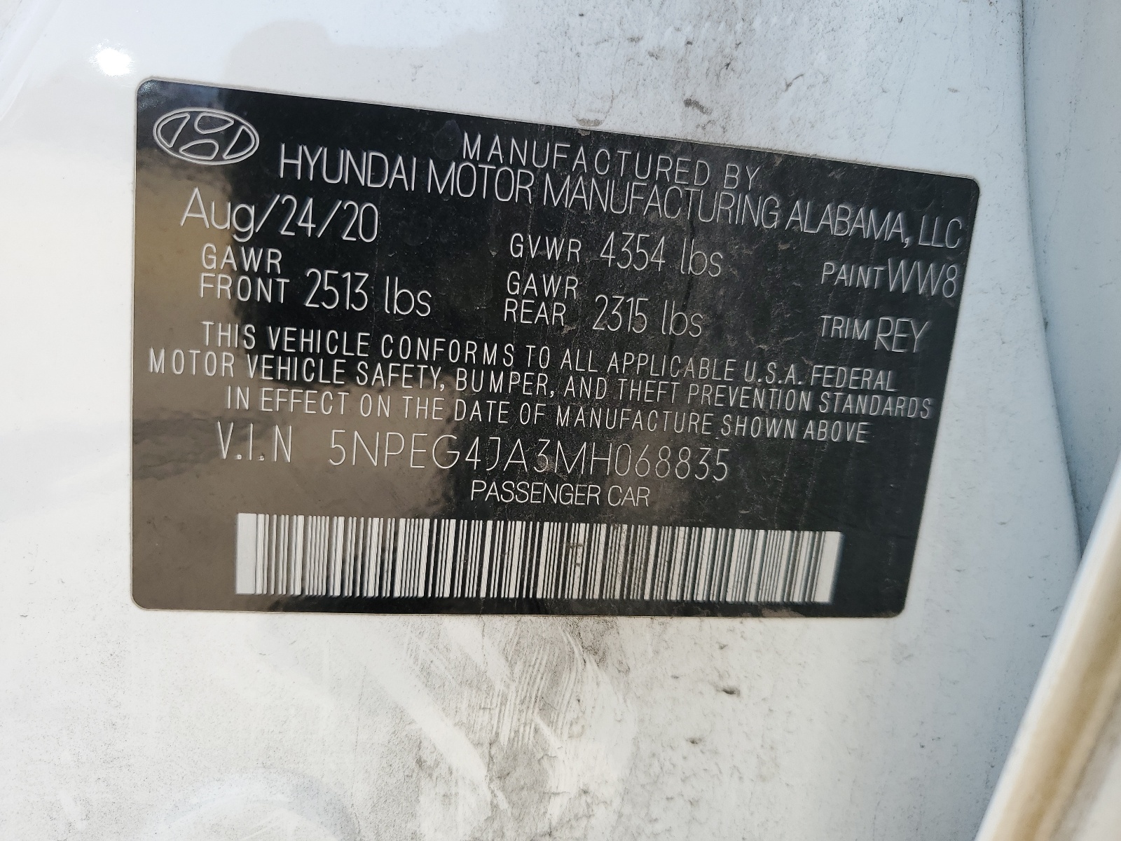 5NPEG4JA3MH068835 2021 Hyundai Sonata Se
