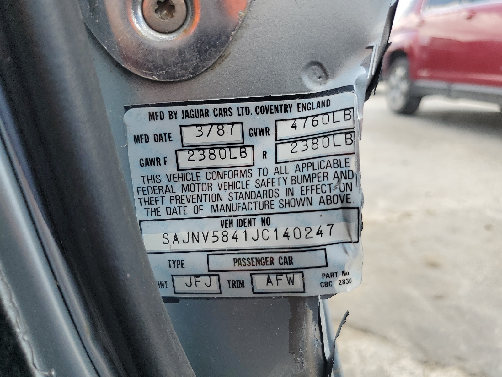 SAJNV5841JC140247 1988 Jaguar Xjs