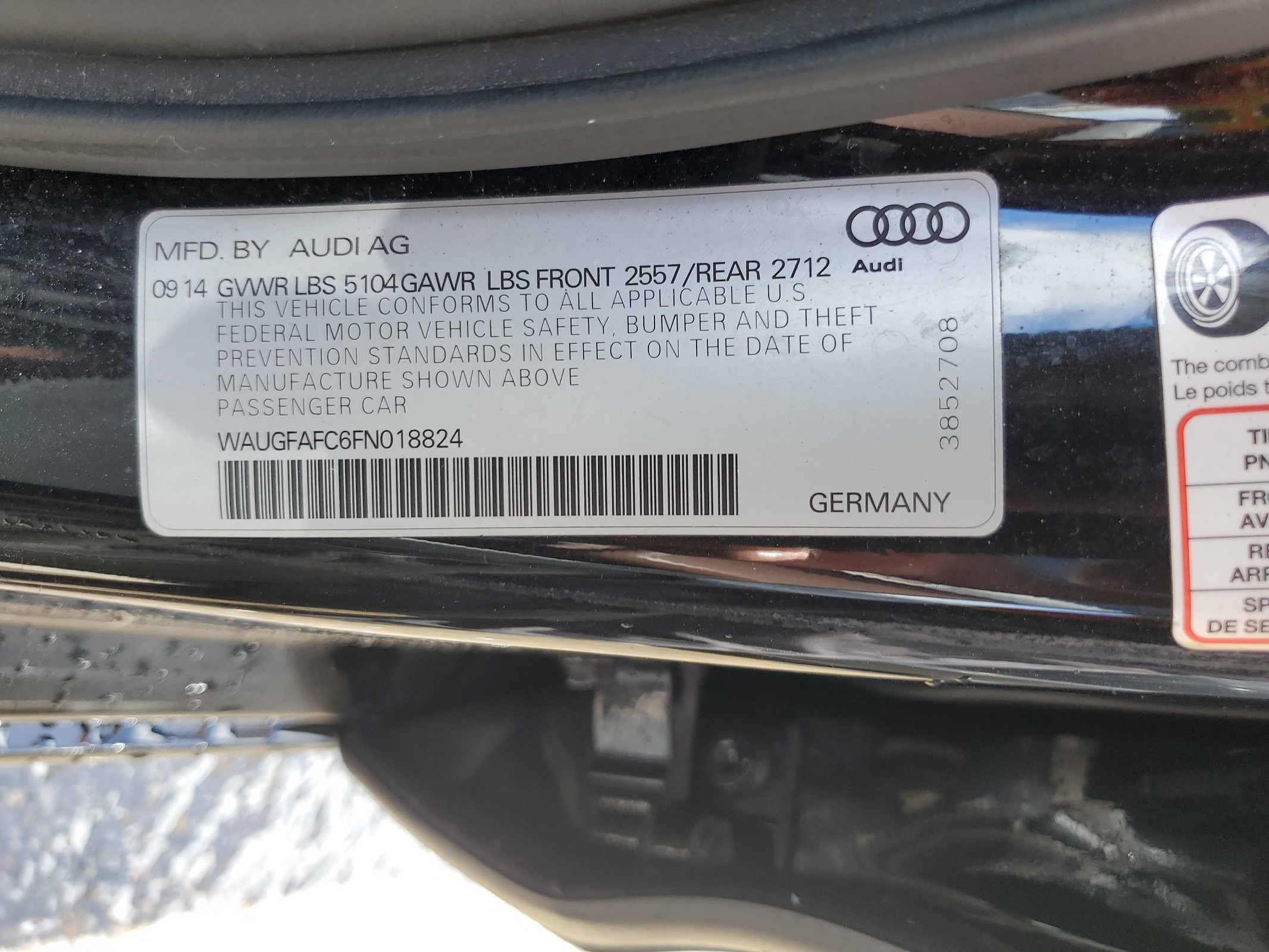 WAUGFAFC6FN018824 2015 Audi A6 Premium Plus