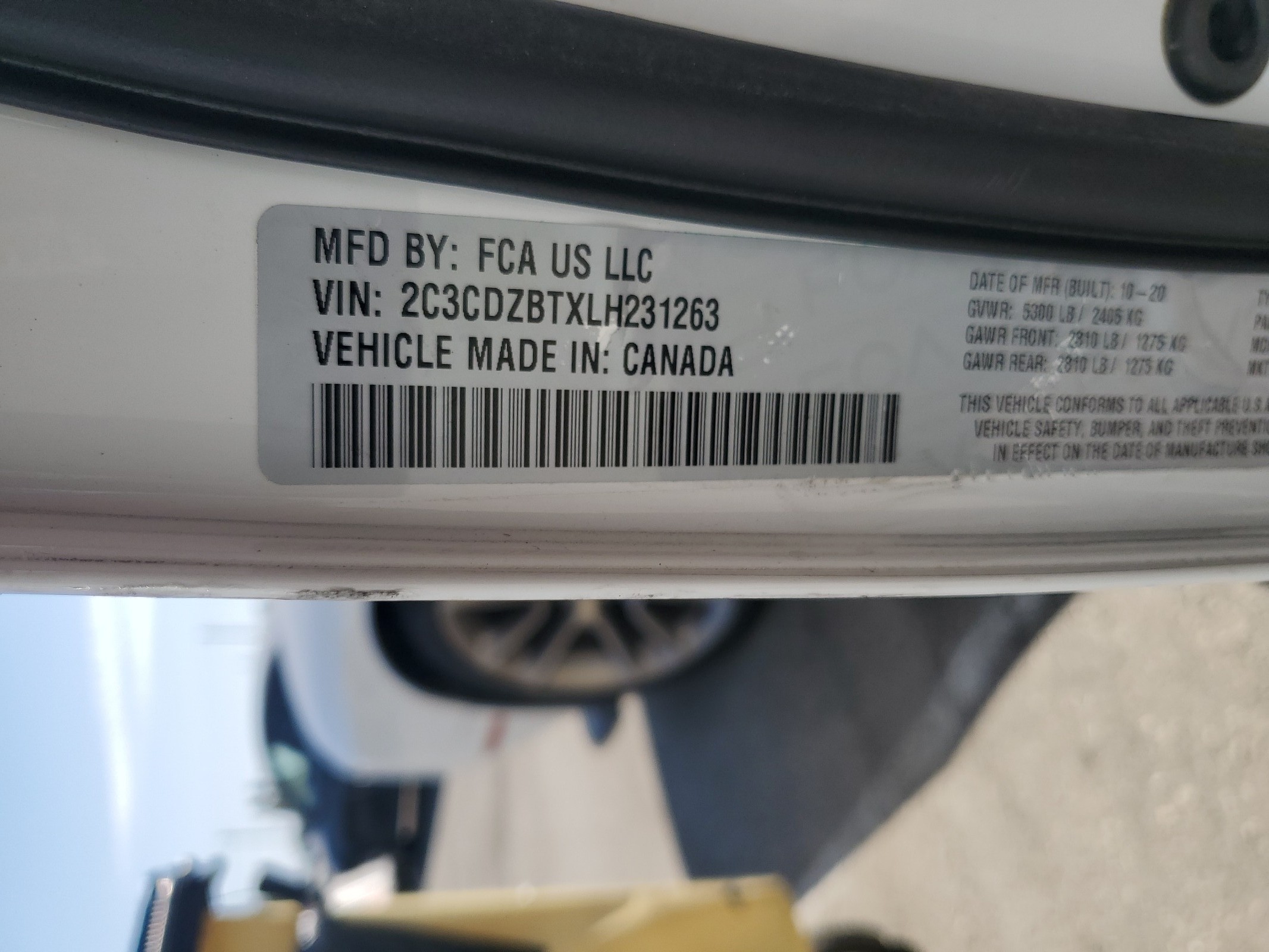 2C3CDZBTXLH231263 2020 Dodge Challenger R/T