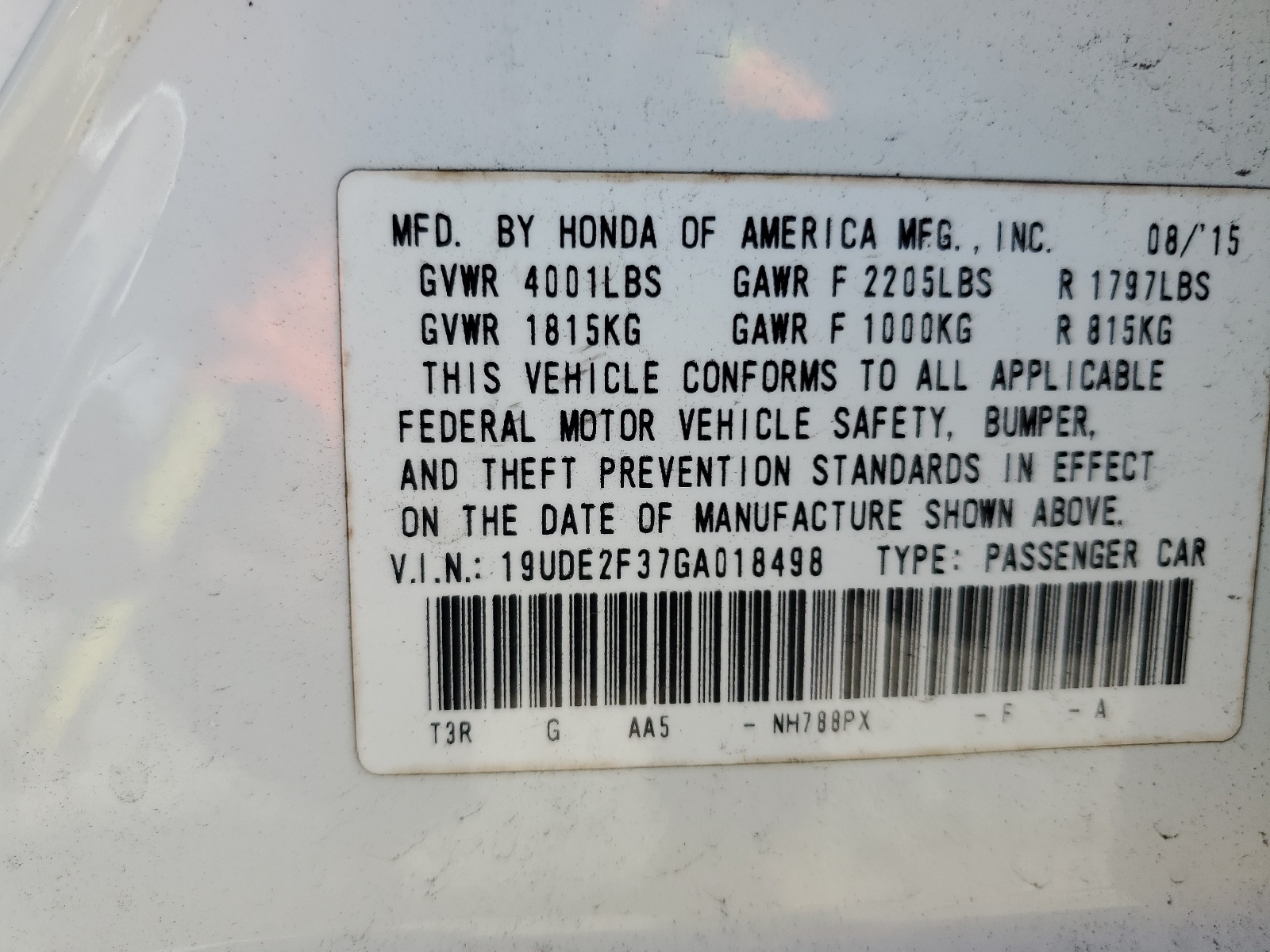 19UDE2F37GA018498 2016 Acura Ilx Base Watch Plus