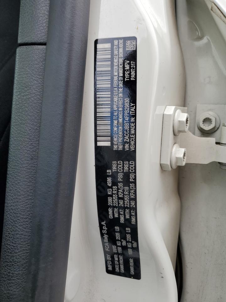 2015 Jeep Renegade Latitude VIN: ZACCJBBT4FPB29830 Lot: 61222434