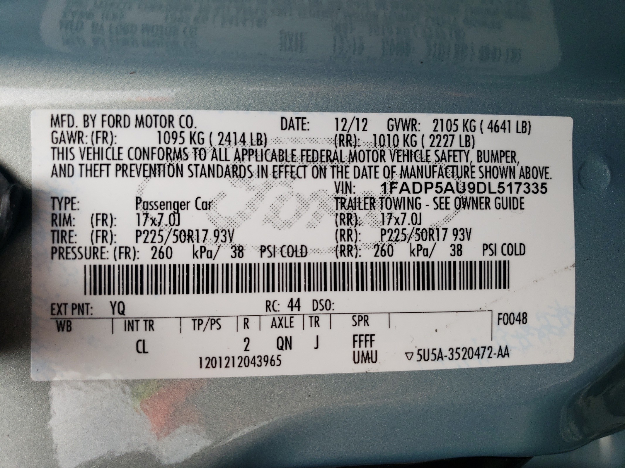 1FADP5AU9DL517335 2013 Ford C-Max Se