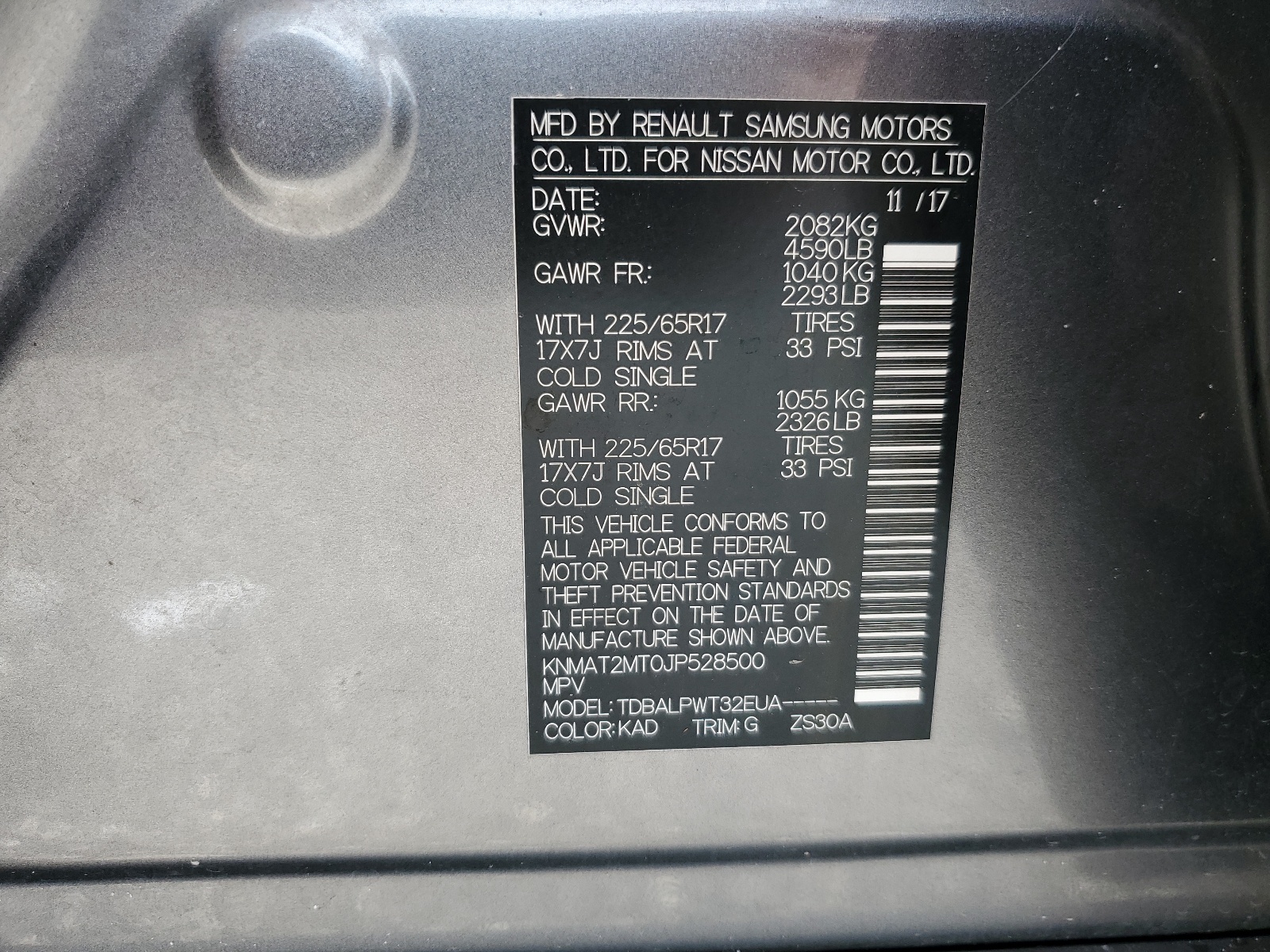 KNMAT2MT0JP528500 2018 Nissan Rogue S