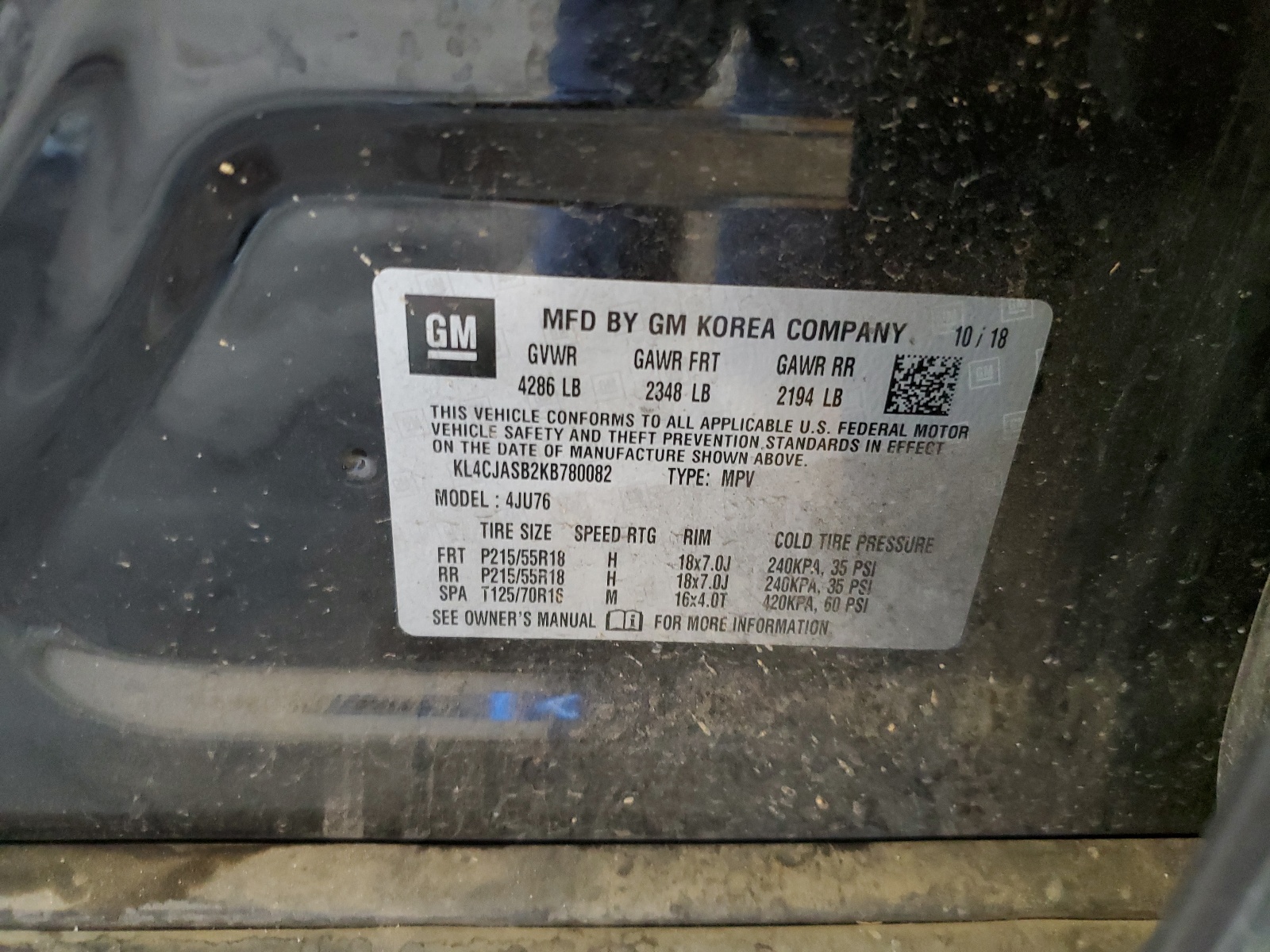 KL4CJASB2KB780082 2019 Buick Encore Preferred