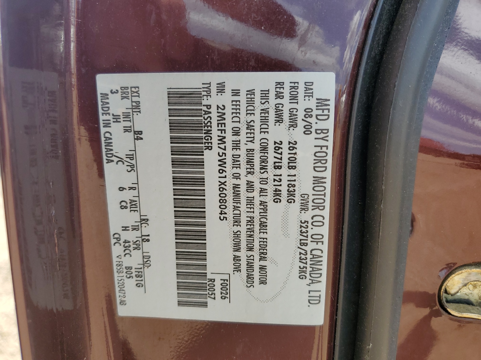 2MEFM75W61X608045 2001 Mercury Grand Marquis Ls