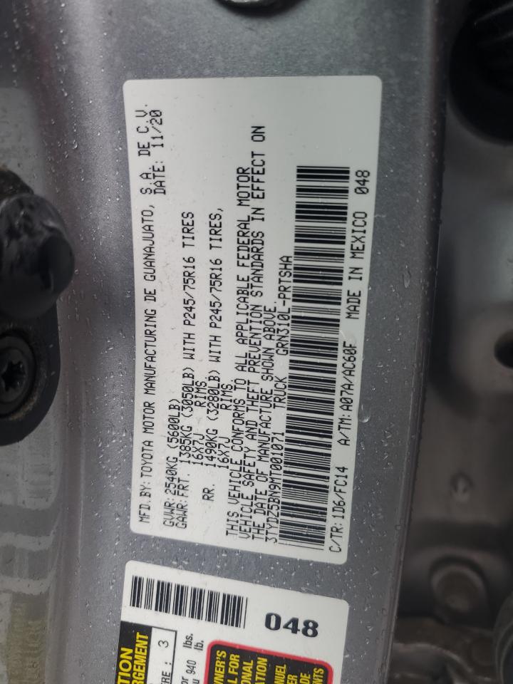 2021 Toyota Tacoma Double Cab VIN: 3TYDZ5BN9MT001071 Lot: 63754464