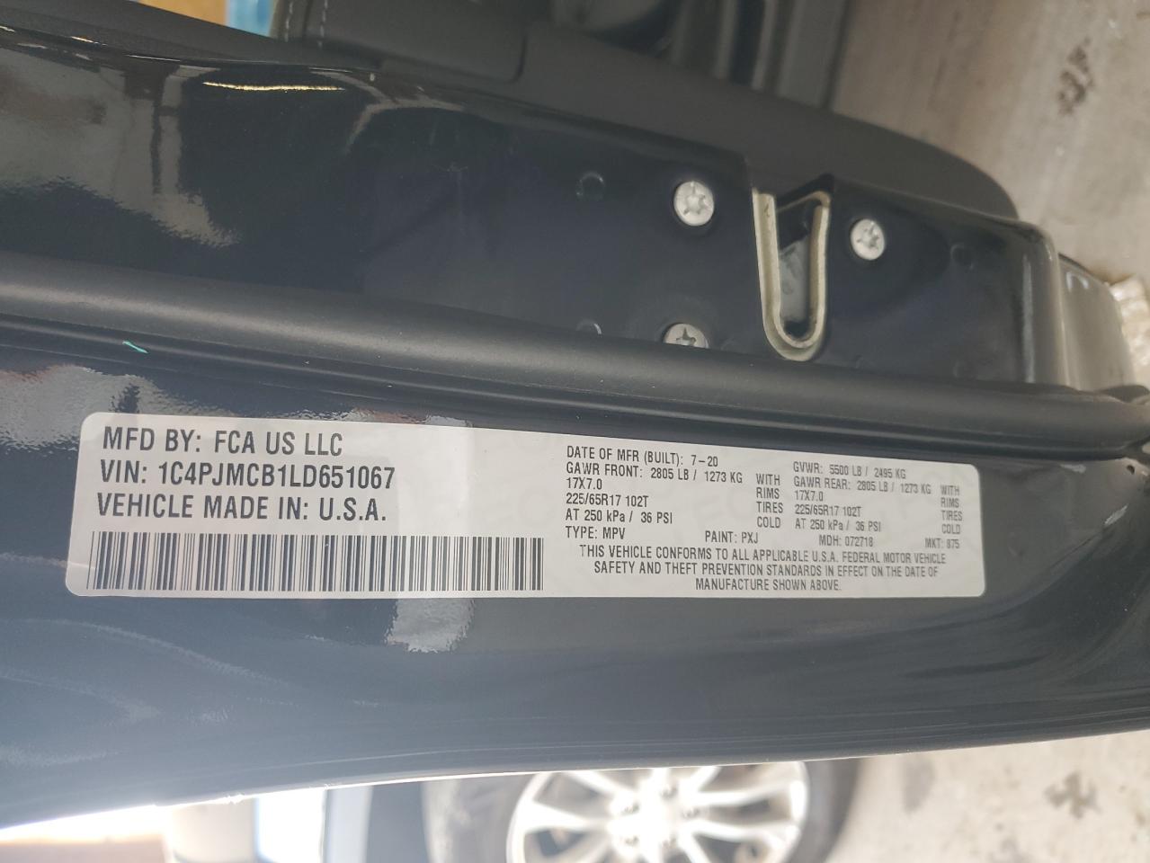 2020 Jeep Cherokee Latitude VIN: 1C4PJMCB1LD651067 Lot: 63217304