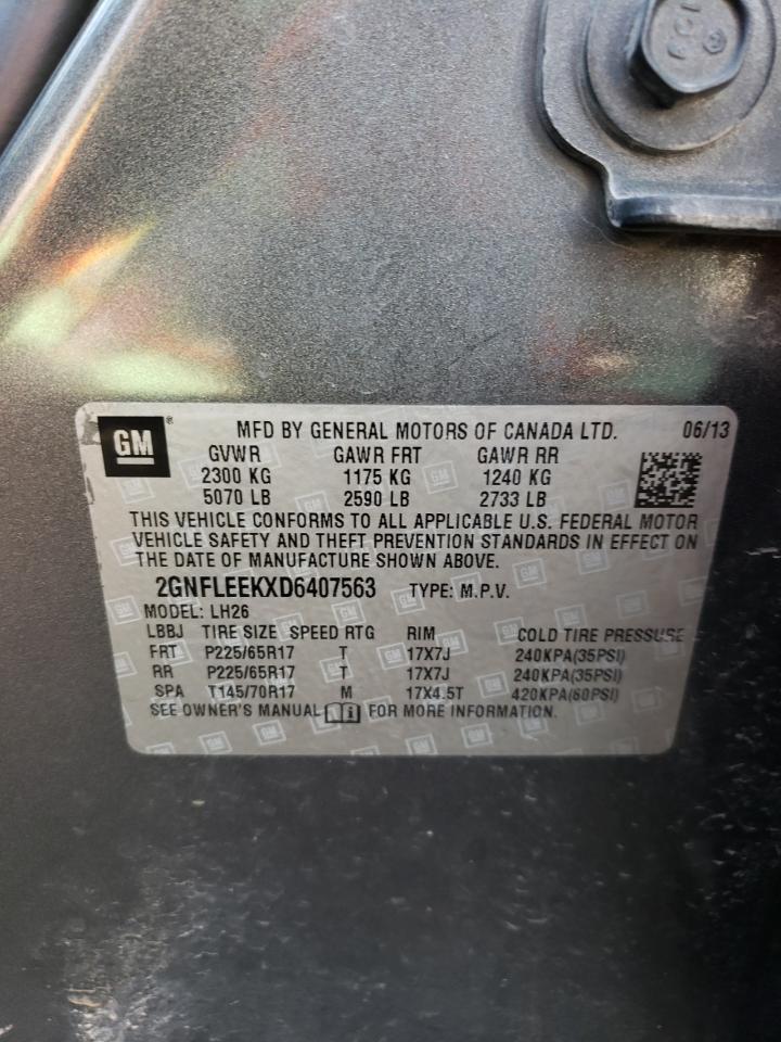 2013 Chevrolet Equinox Lt VIN: 2GNFLEEKXD6407563 Lot: 63066434