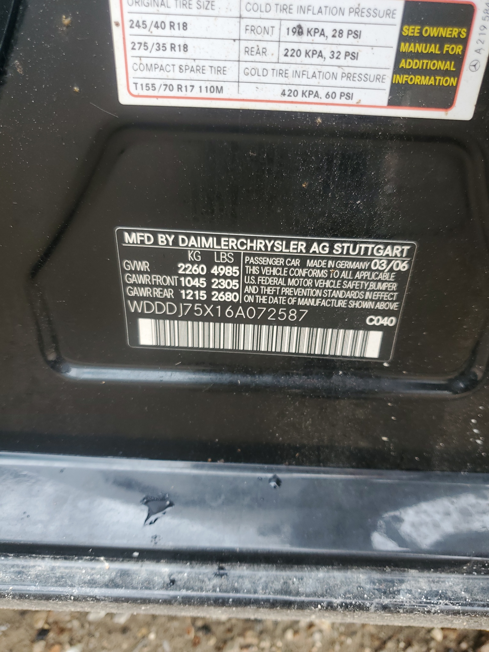 WDDDJ75X16A072587 2006 Mercedes-Benz Cls 500C