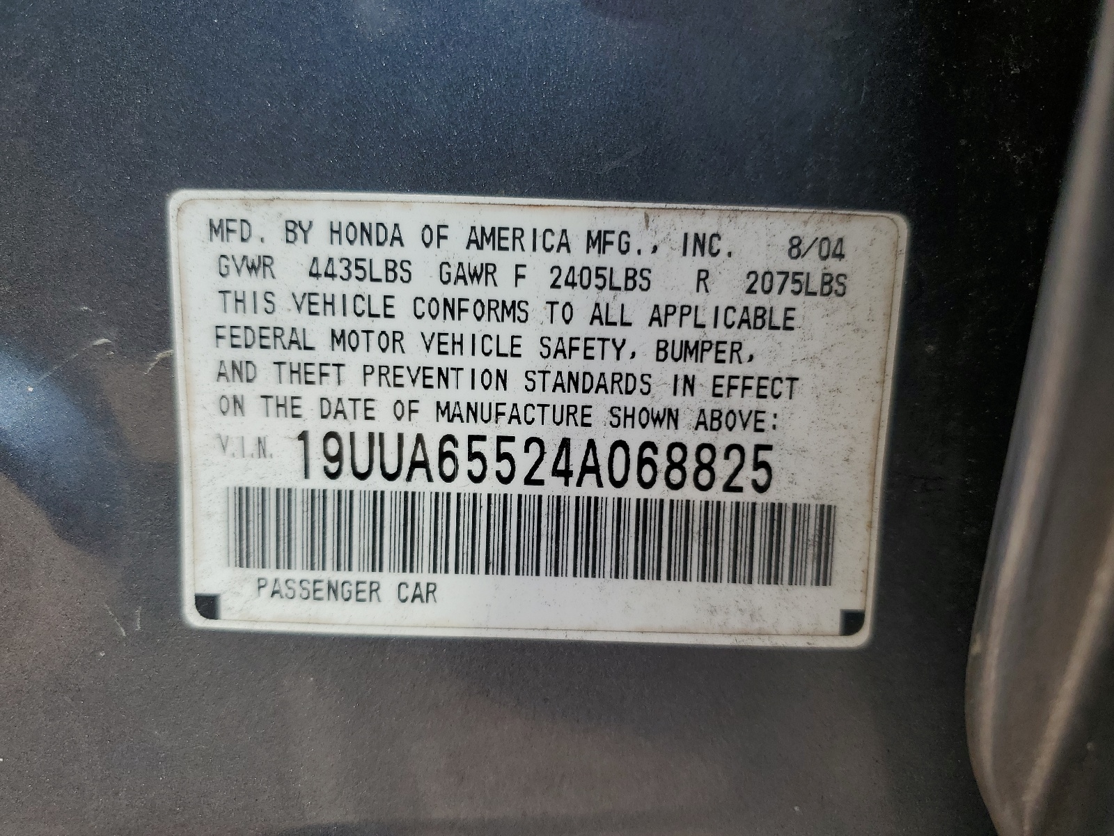 19UUA65524A068825 2004 Acura Tl