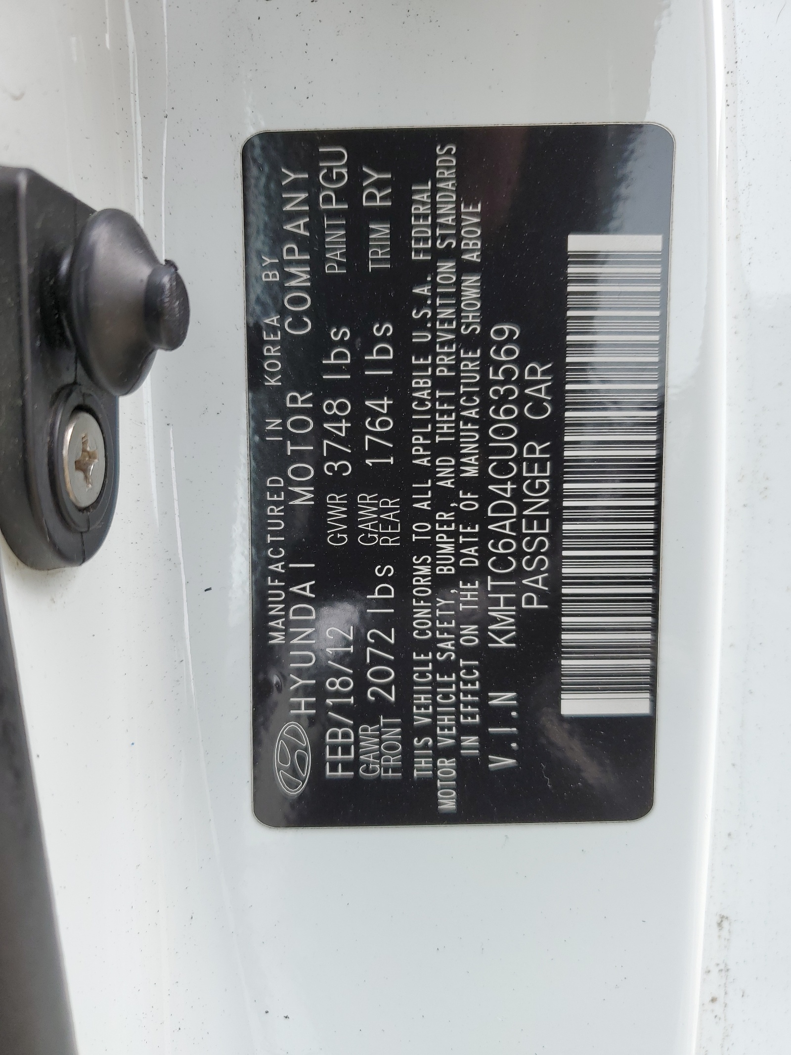 KMHTC6AD4CU063569 2012 Hyundai Veloster