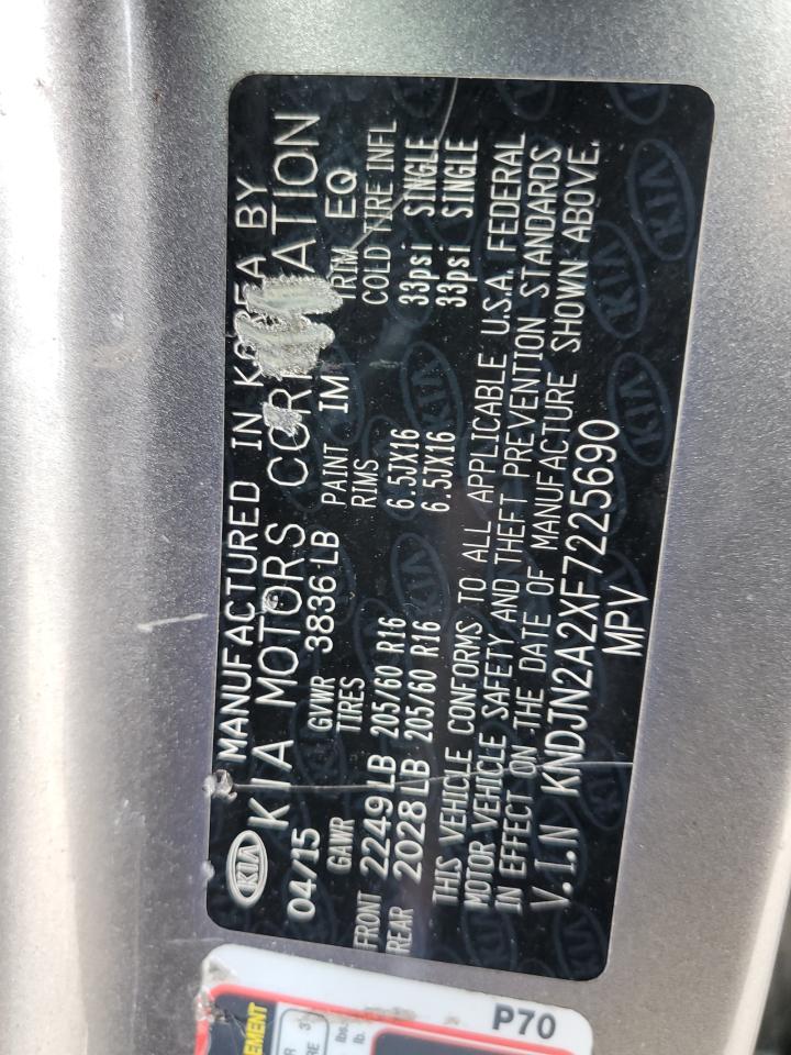 2015 Kia Soul VIN: KNDJN2A2XF7225690 Lot: 64396664