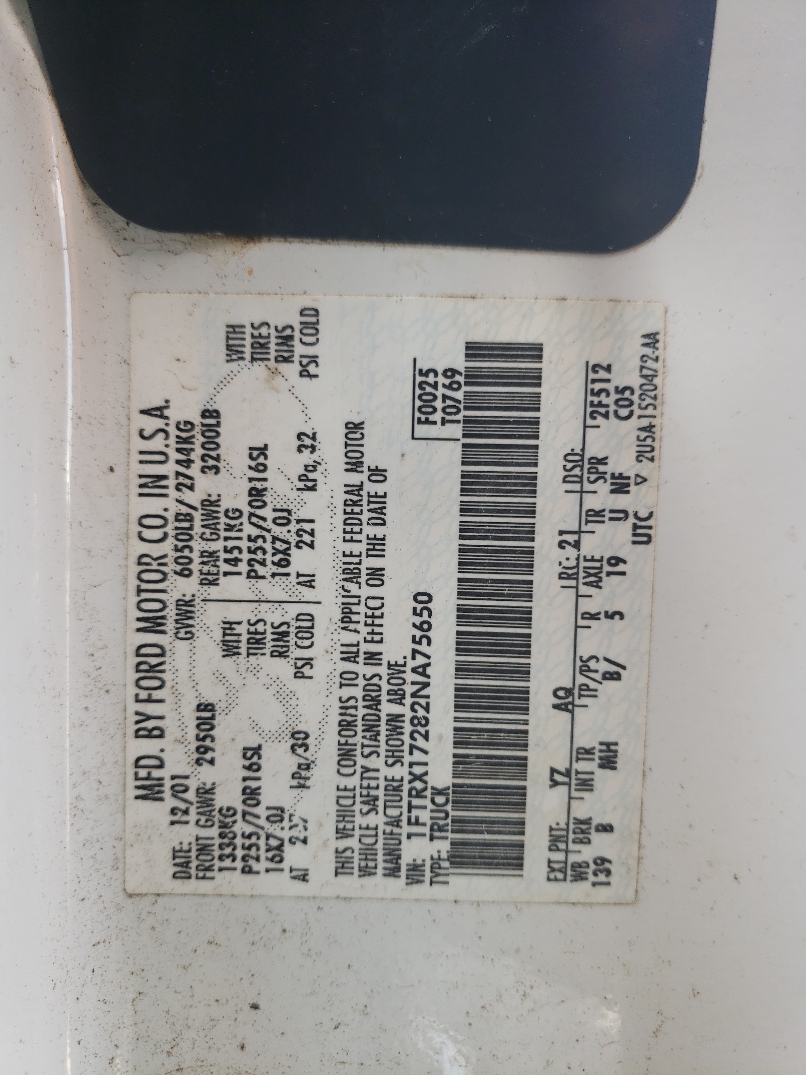 1FTRX17282NA75650 2002 Ford F150