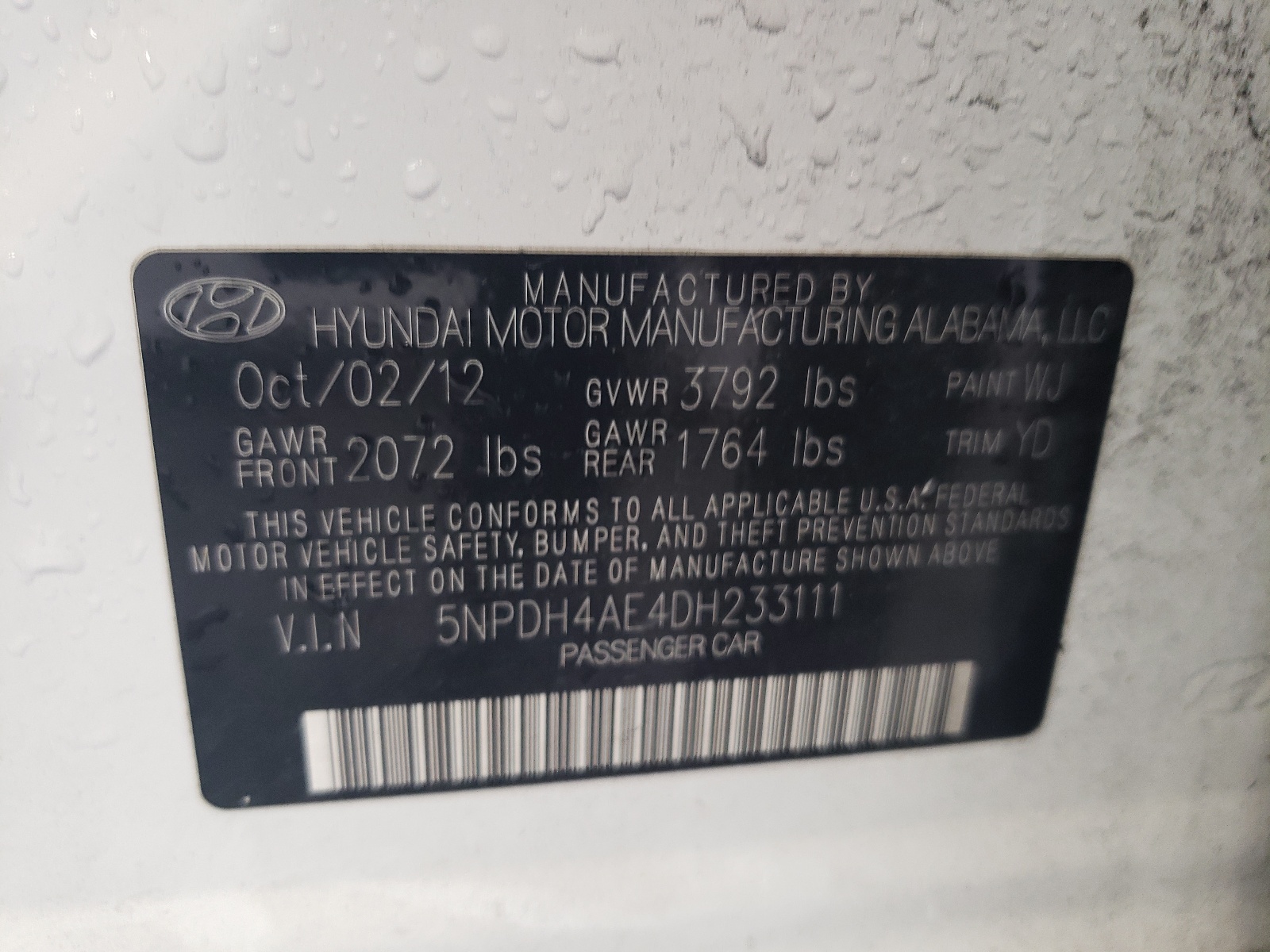 5NPDH4AE4DH233111 2013 Hyundai Elantra Gls