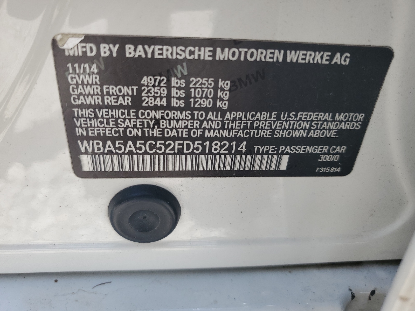 WBA5A5C52FD518214 2015 BMW 528 I