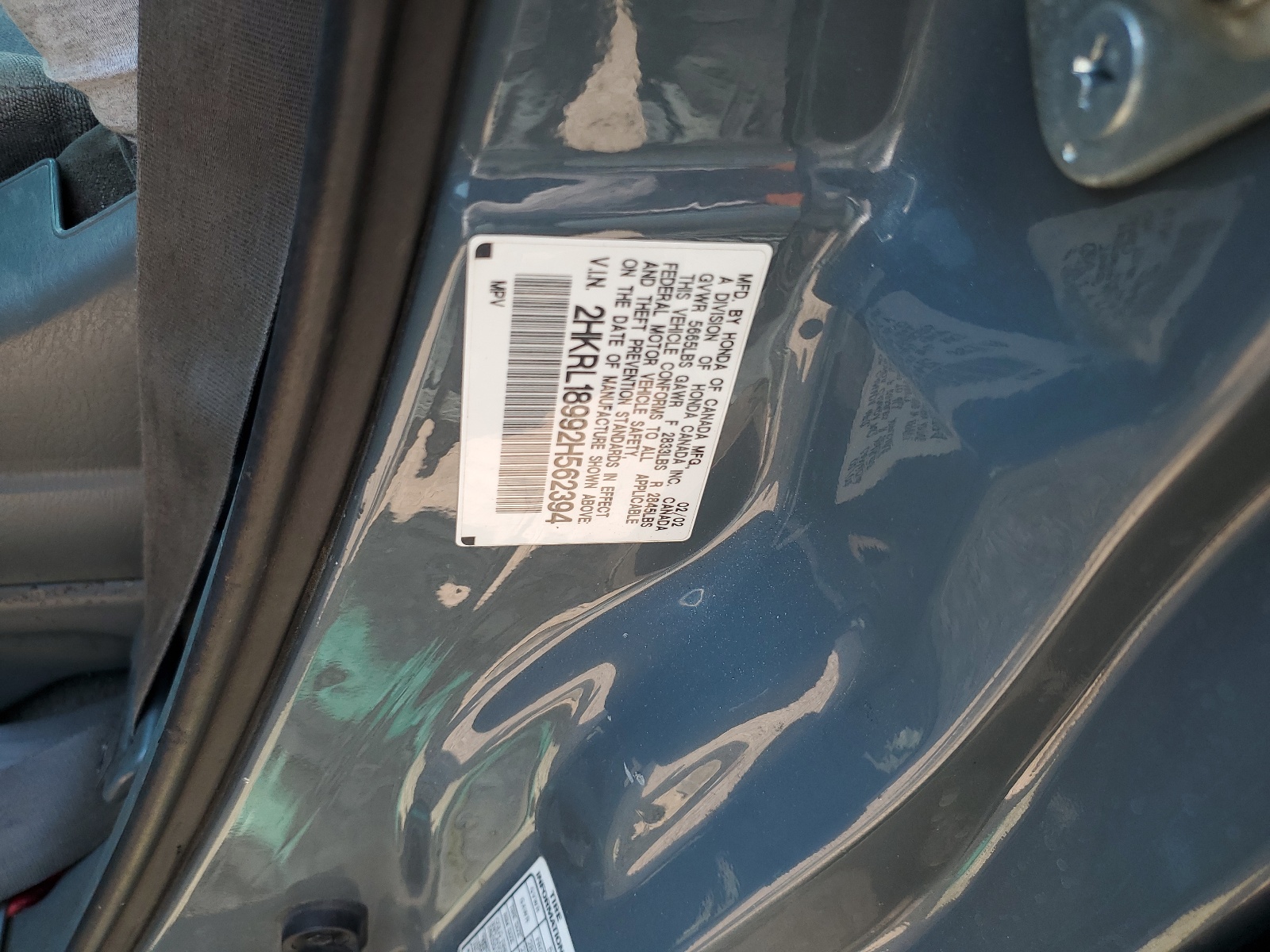 2HKRL18992H562394 2002 Honda Odyssey Exl