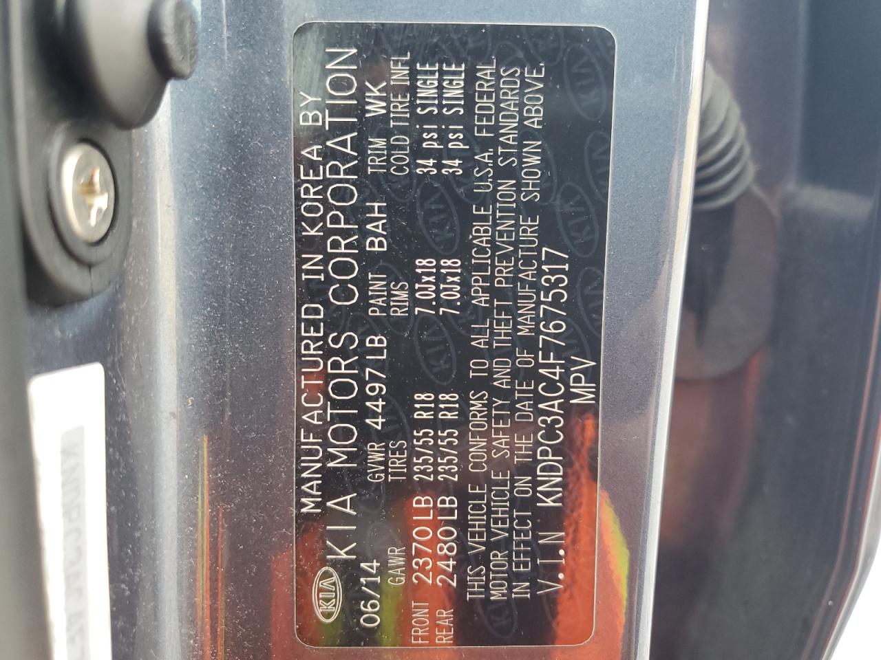 2015 Kia Sportage Ex VIN: KNDPC3AC4F7675317 Lot: 64013994