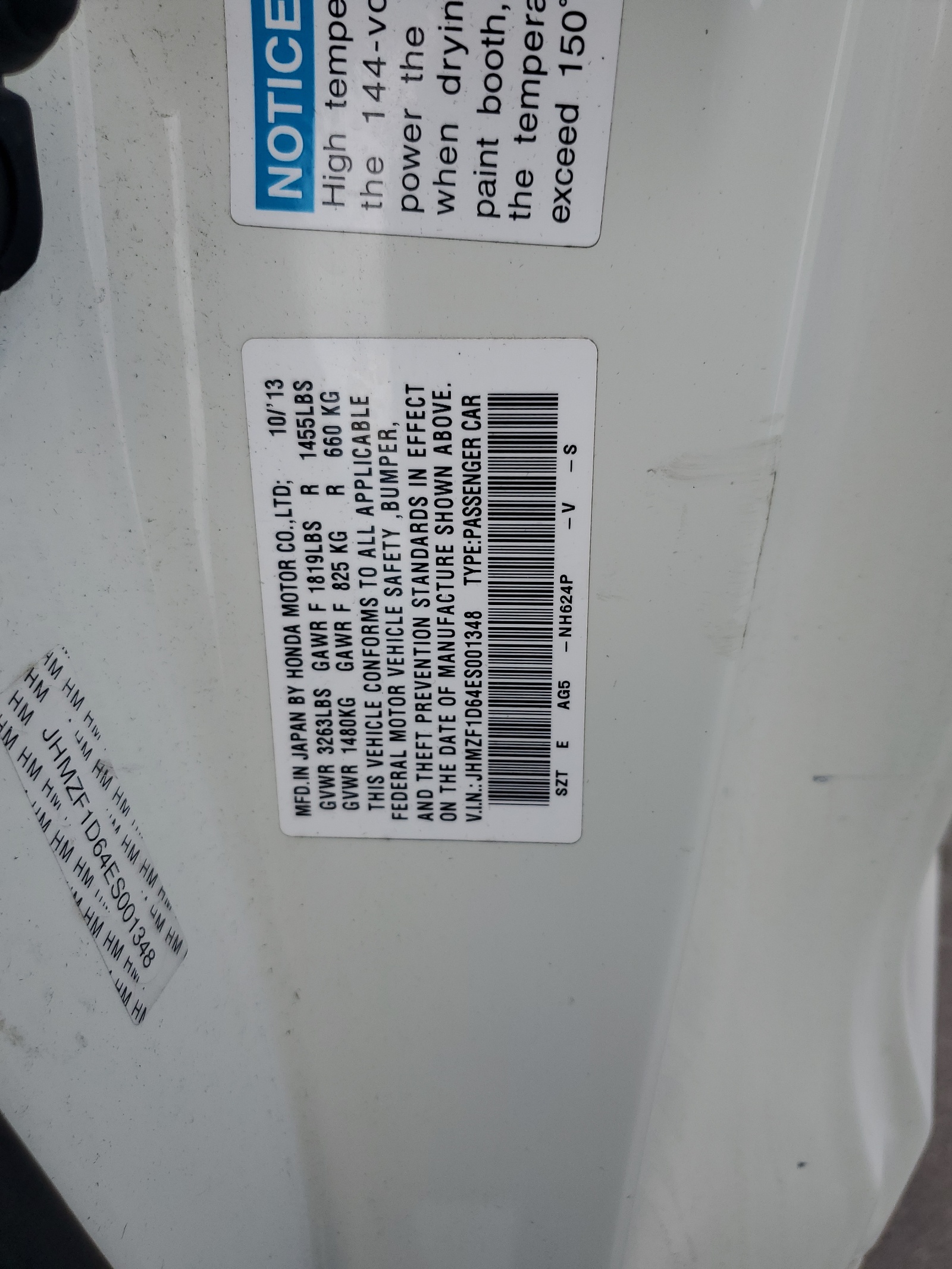 JHMZF1D64ES001348 2014 Honda Cr-Z Ex