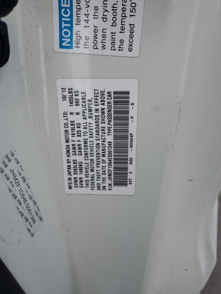 2014 Honda Cr-Z Ex VIN: JHMZF1D64ES001348 Lot: 63665044