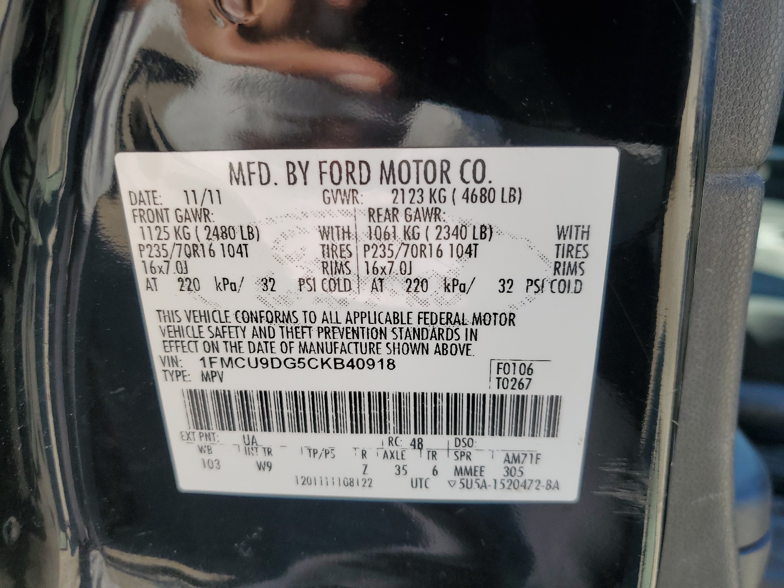 1FMCU9DG5CKB40918 2012 Ford Escape Xlt