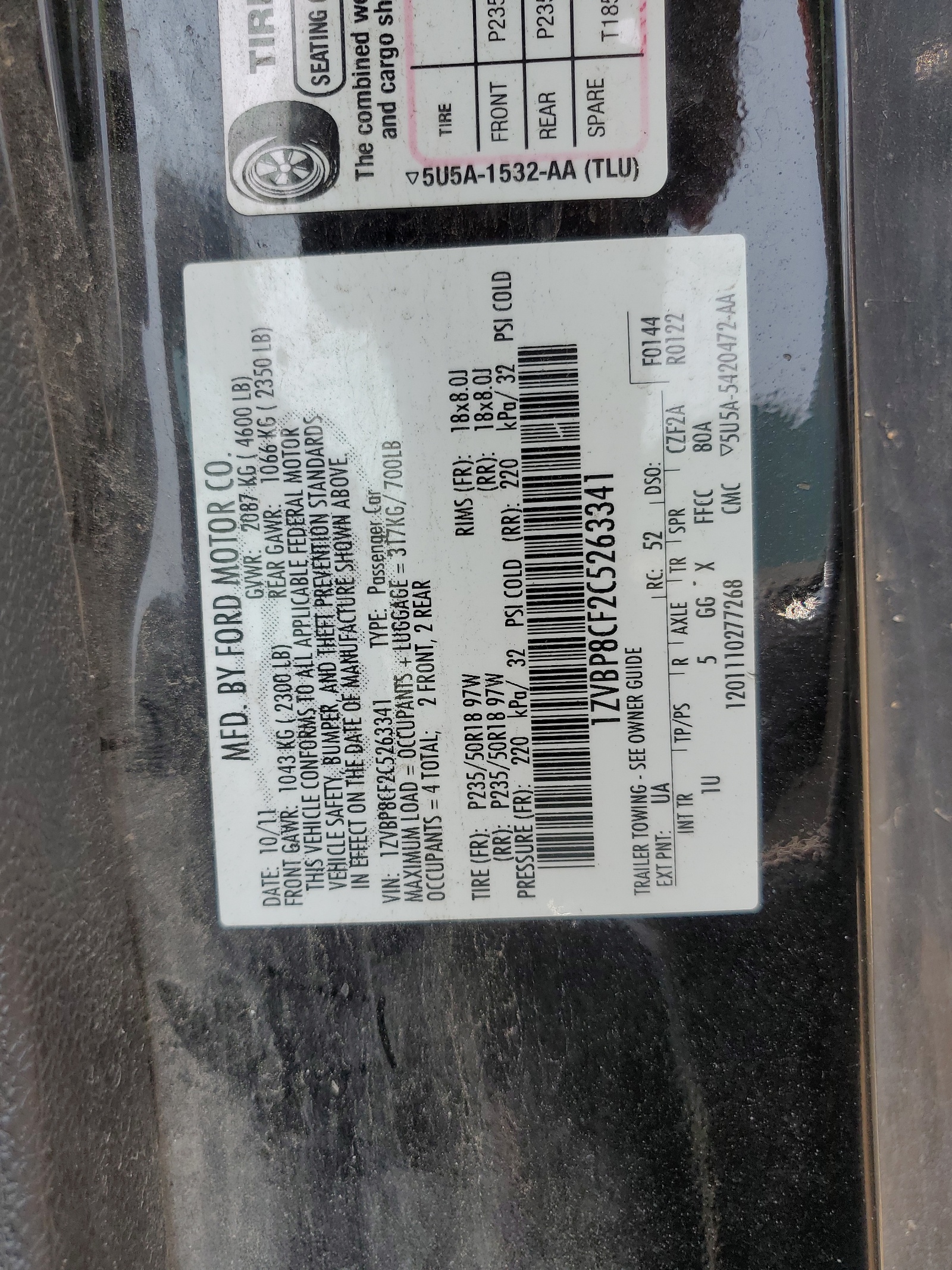 1ZVBP8CF2C5263341 2012 Ford Mustang Gt