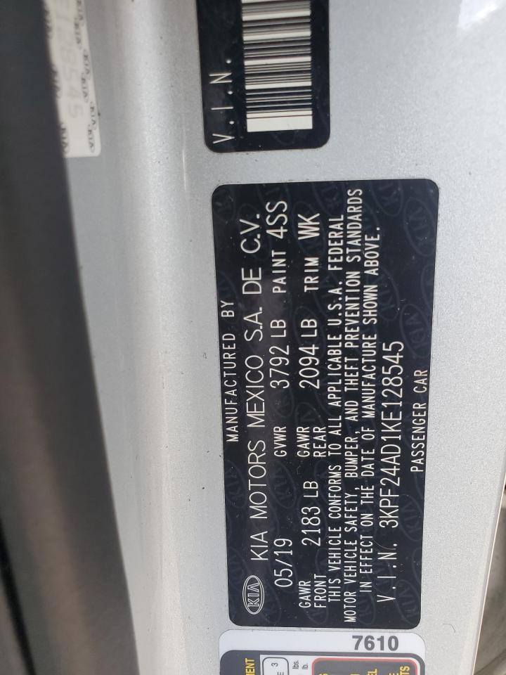 2019 Kia Forte Fe VIN: 3KPF24AD1KE128545 Lot: 65112814