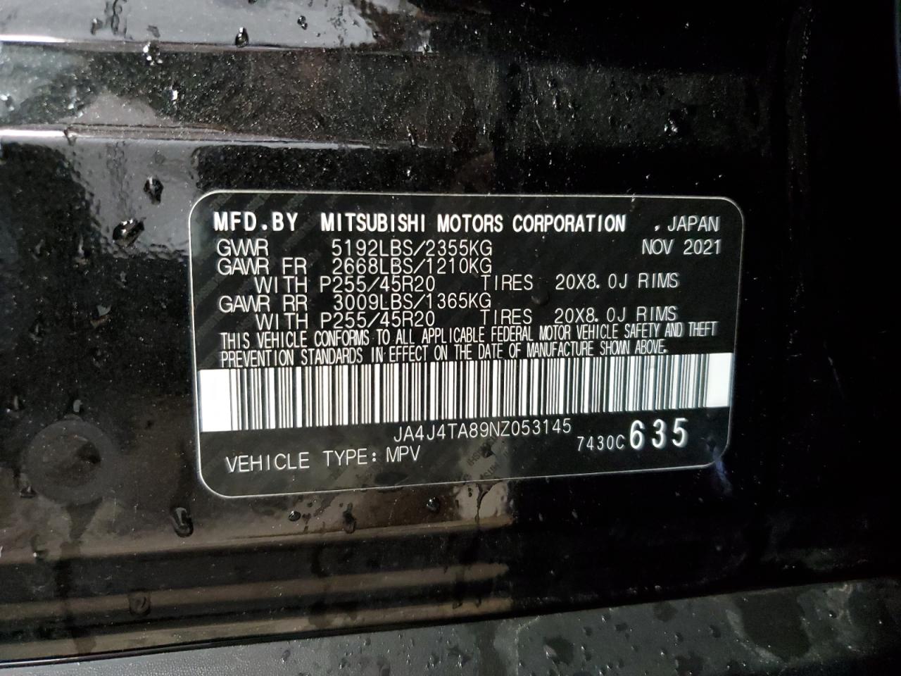 2022 Mitsubishi Outlander Es VIN: JA4J4TA89NZ053145 Lot: 64627464