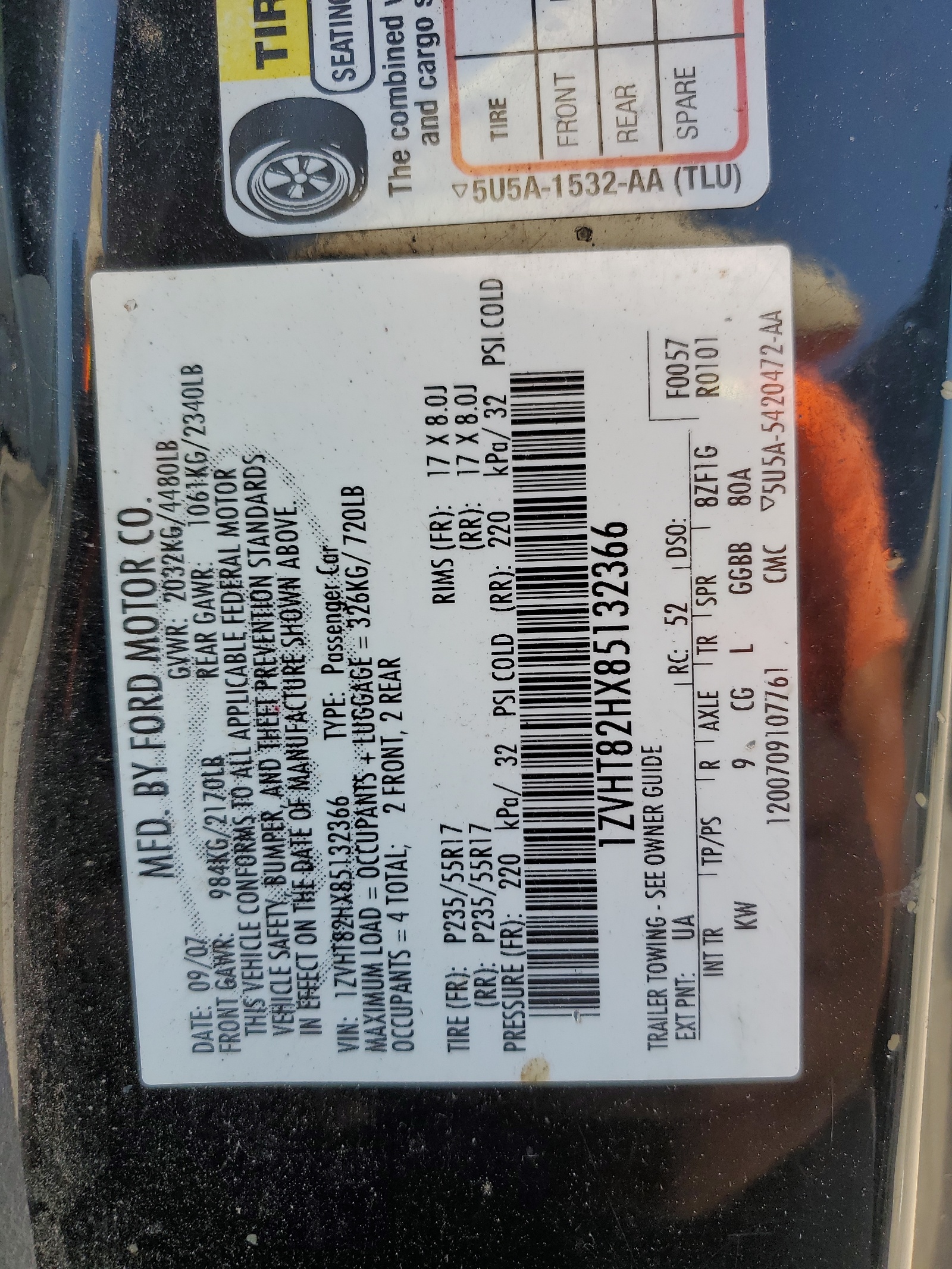 1ZVHT82HX85132366 2008 Ford Mustang Gt