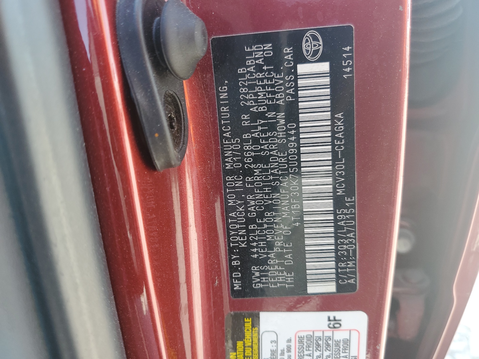 4T1BF30K75U099440 2005 Toyota Camry Le