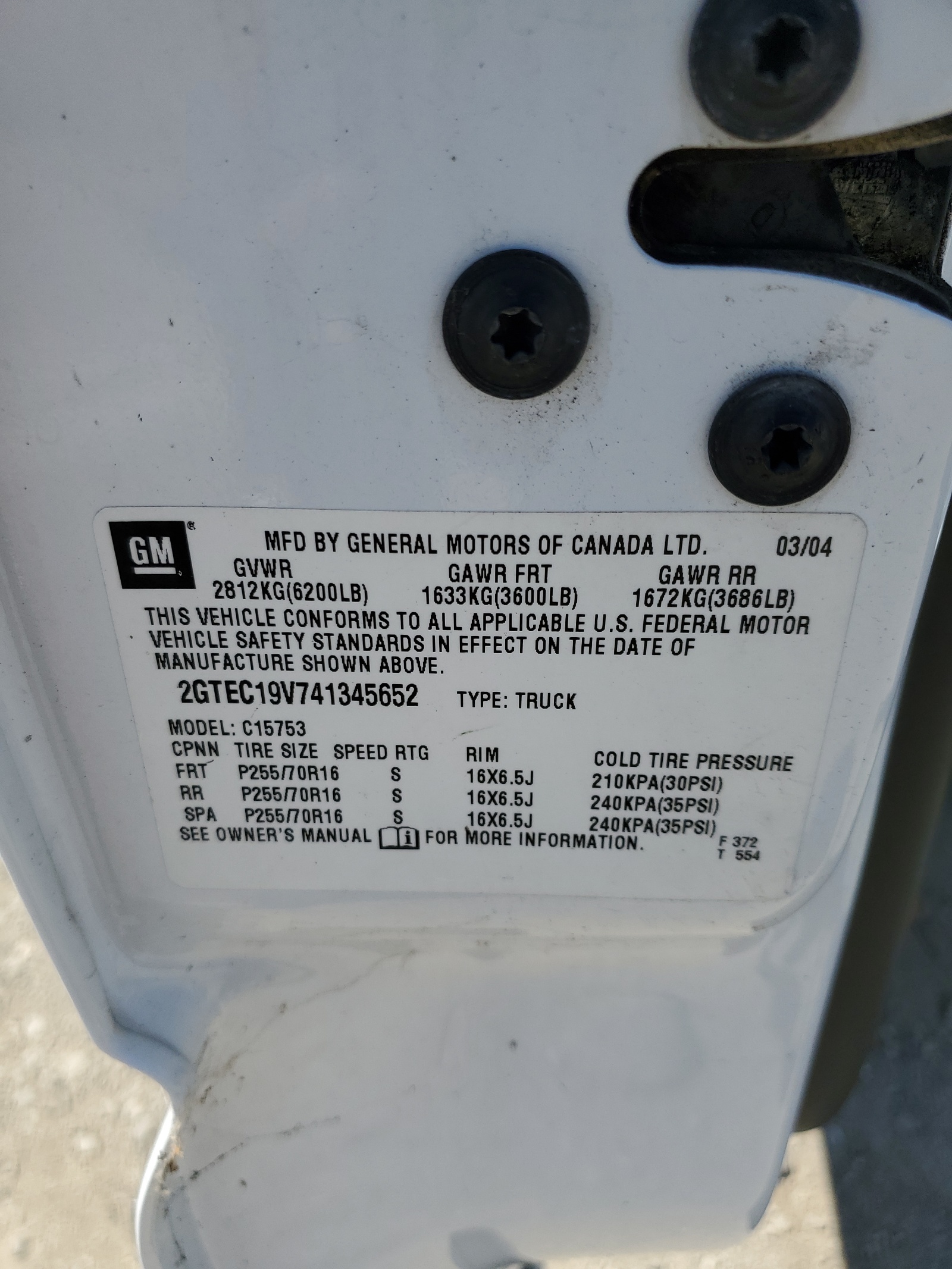 2GTEC19V741345652 2004 GMC New Sierra C1500